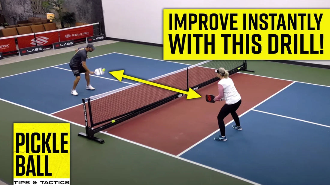 pickleball dinking drill for beginners at kitchen line