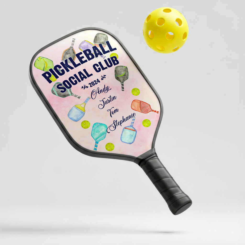 Personalized Pickleball Social Club Pickleball Paddle with Custom Names And Year