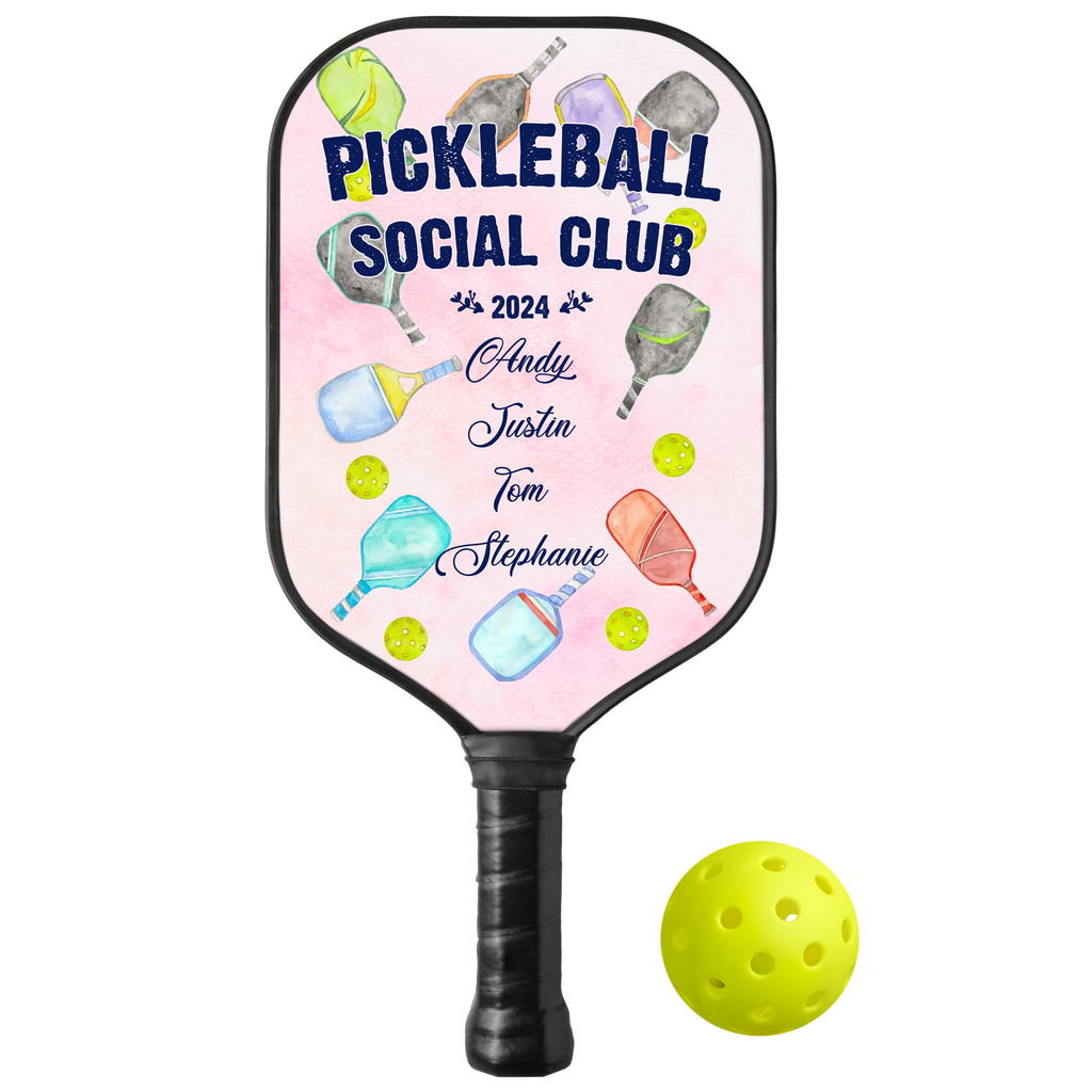 Personalized Pickleball Social Club Pickleball Paddle with Custom Names And Year