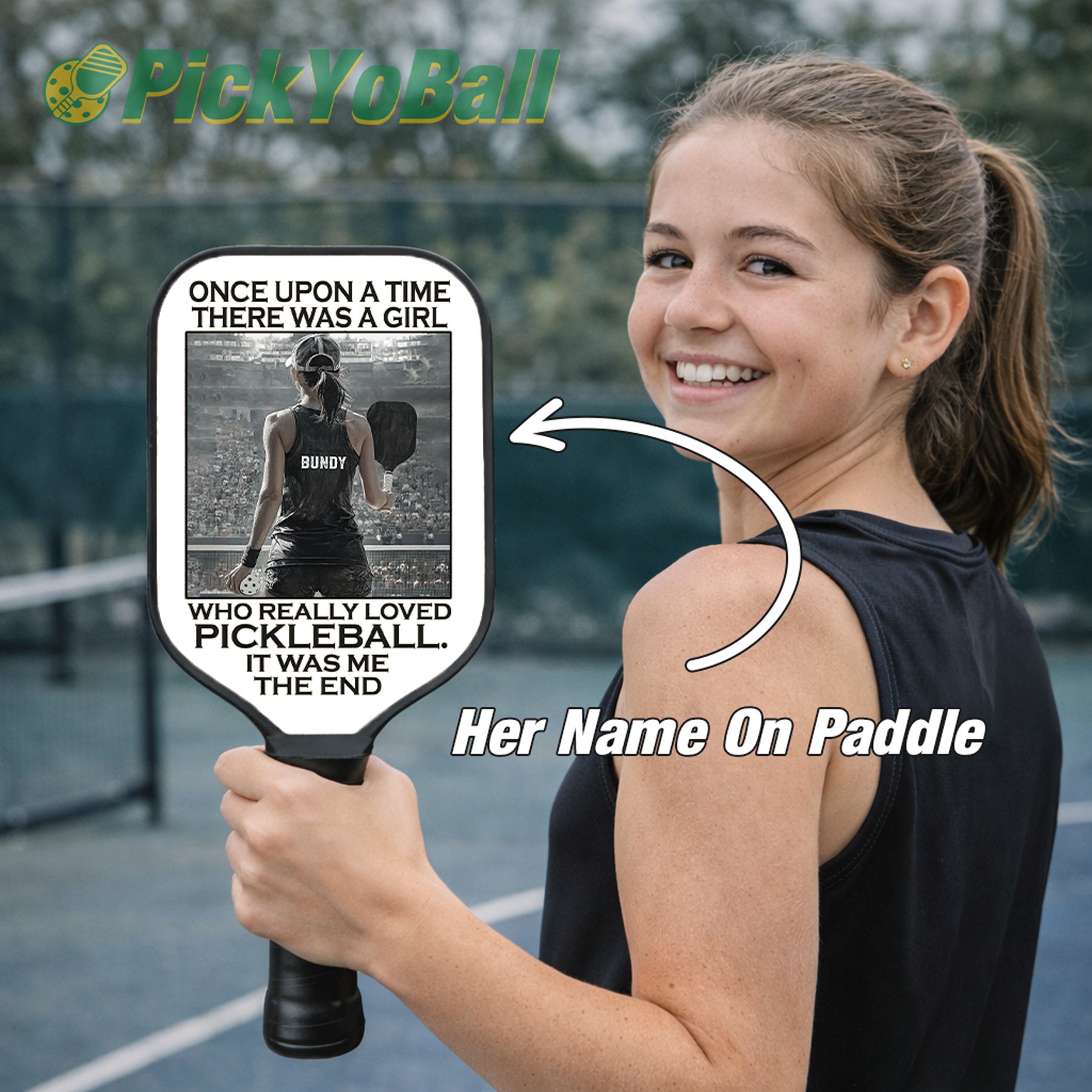 Personalized "A Girl Loves Pickleball" Pickleball Paddle With Custom Name, Gift For Her