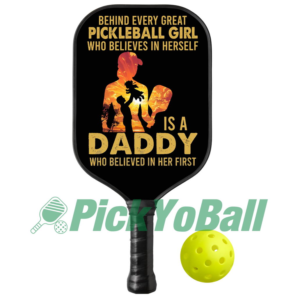 Personalized "Behind A Great Pickleball Player Is A Pickleball Dad Who Believes In Her" Pickleball Paddle, Gift For Husband, Dad, Him