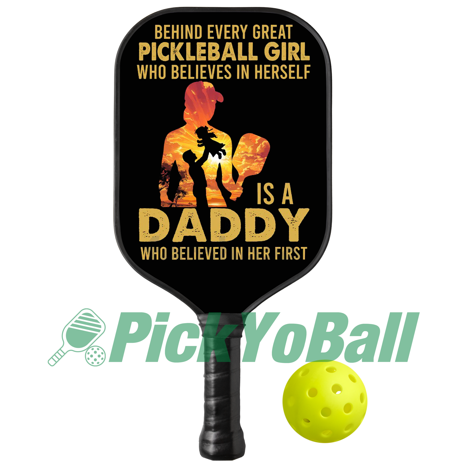 Personalized "Behind A Great Pickleball Player Is A Pickleball Dad Who Believes In Her" Pickleball Paddle, Gift For Husband, Dad, Him