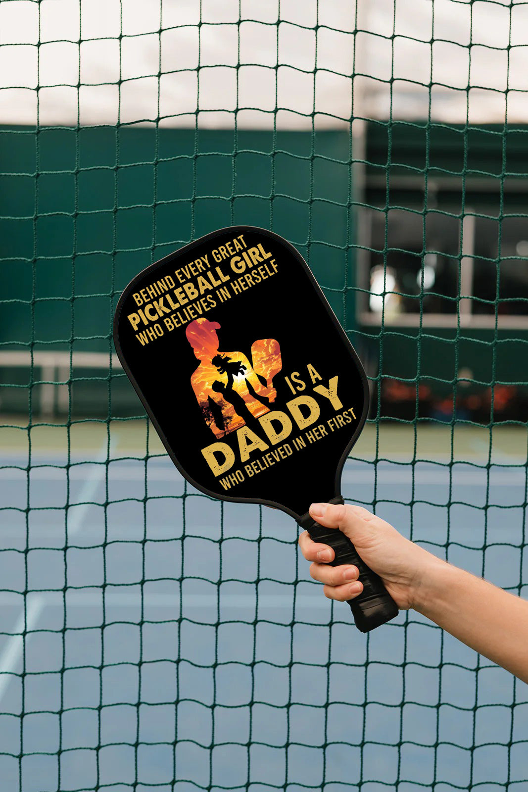 Personalized "Behind A Great Pickleball Player Is A Pickleball Dad Who Believes In Her" Pickleball Paddle, Gift For Husband, Dad, Him