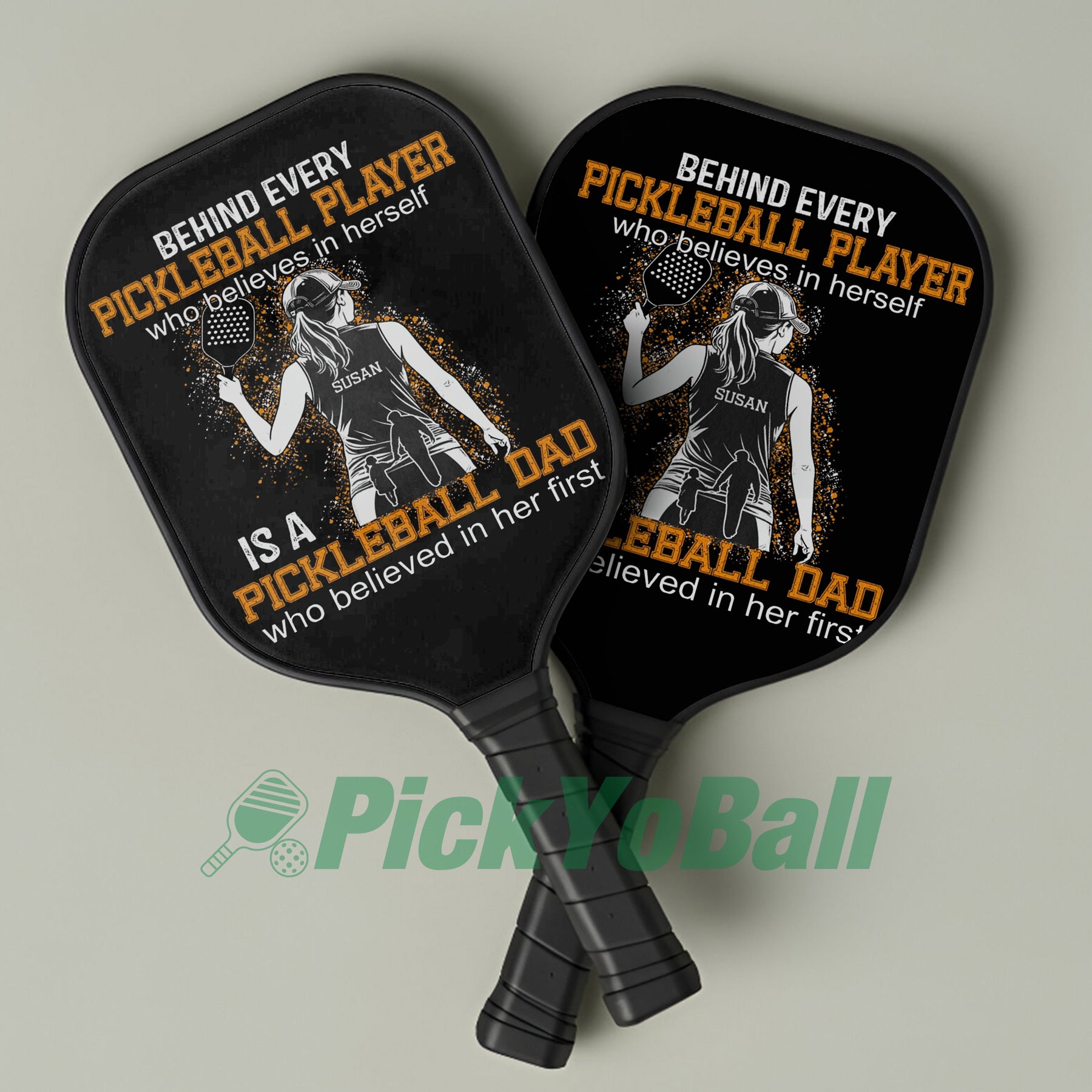 Personalized "Behind A Pickleball Player Is A Pickleball Dad Who Believes In Her" Pickleball Paddle, Gift For Husband, Dad, Him