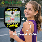 Personalized Girl "Born To Play Pickleball Forced To go To School" Junior Pickleball Paddle