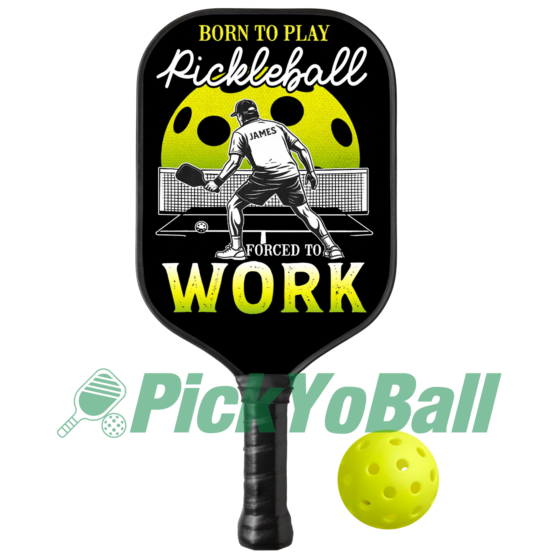 Personalized "Born To Play Pickleball Forced To Work" Pickleball Paddle, Gift For Him, Husband, Boyfriend