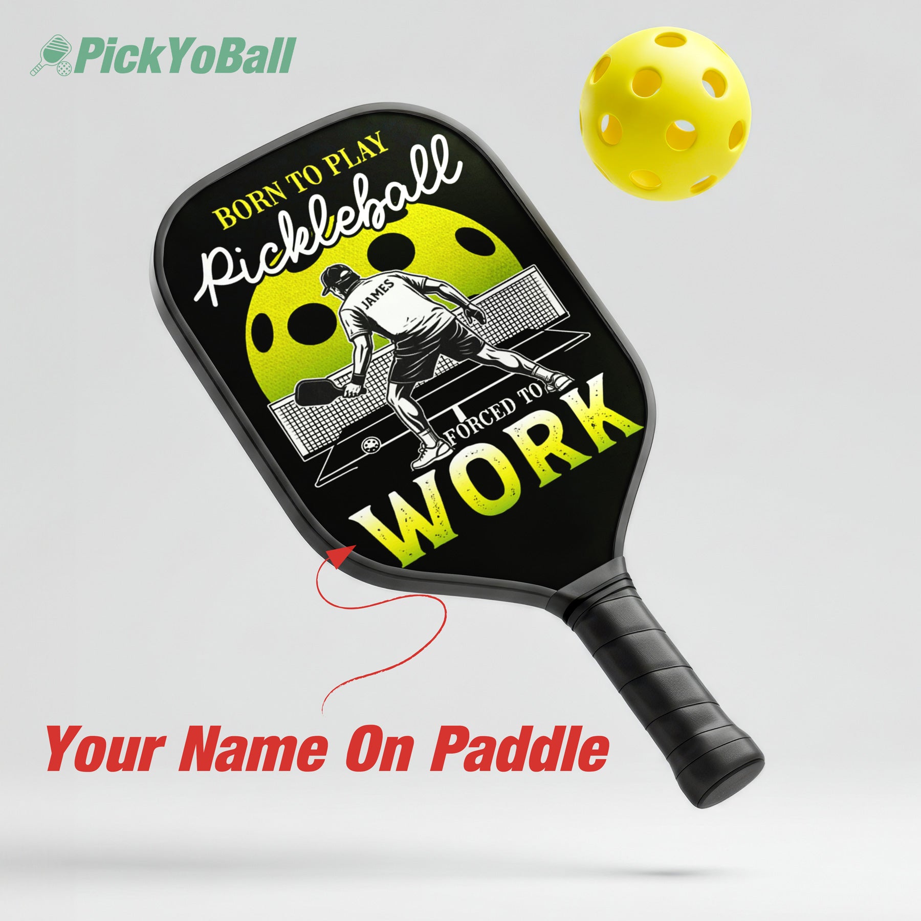 Personalized "Born To Play Pickleball Forced To Work" Pickleball Paddle, Gift For Him, Husband, Boyfriend
