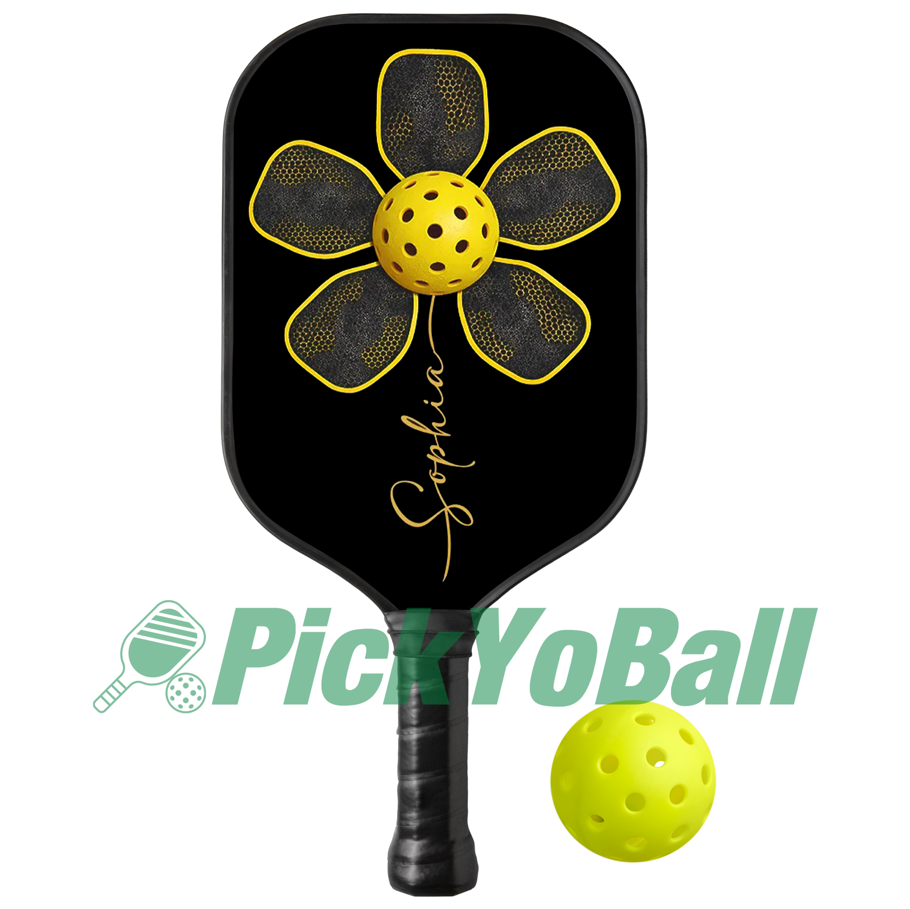 Personalized Pickleball Paddle, Floral Pickleball Petals Design With Custom Name