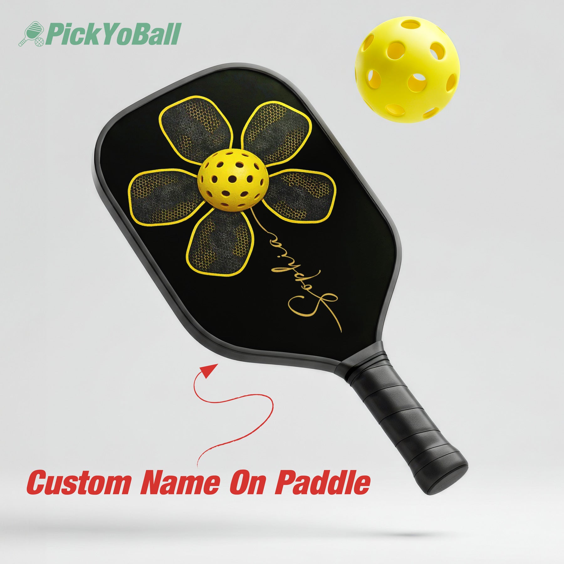 Personalized Pickleball Paddle, Floral Pickleball Petals Design With Custom Name