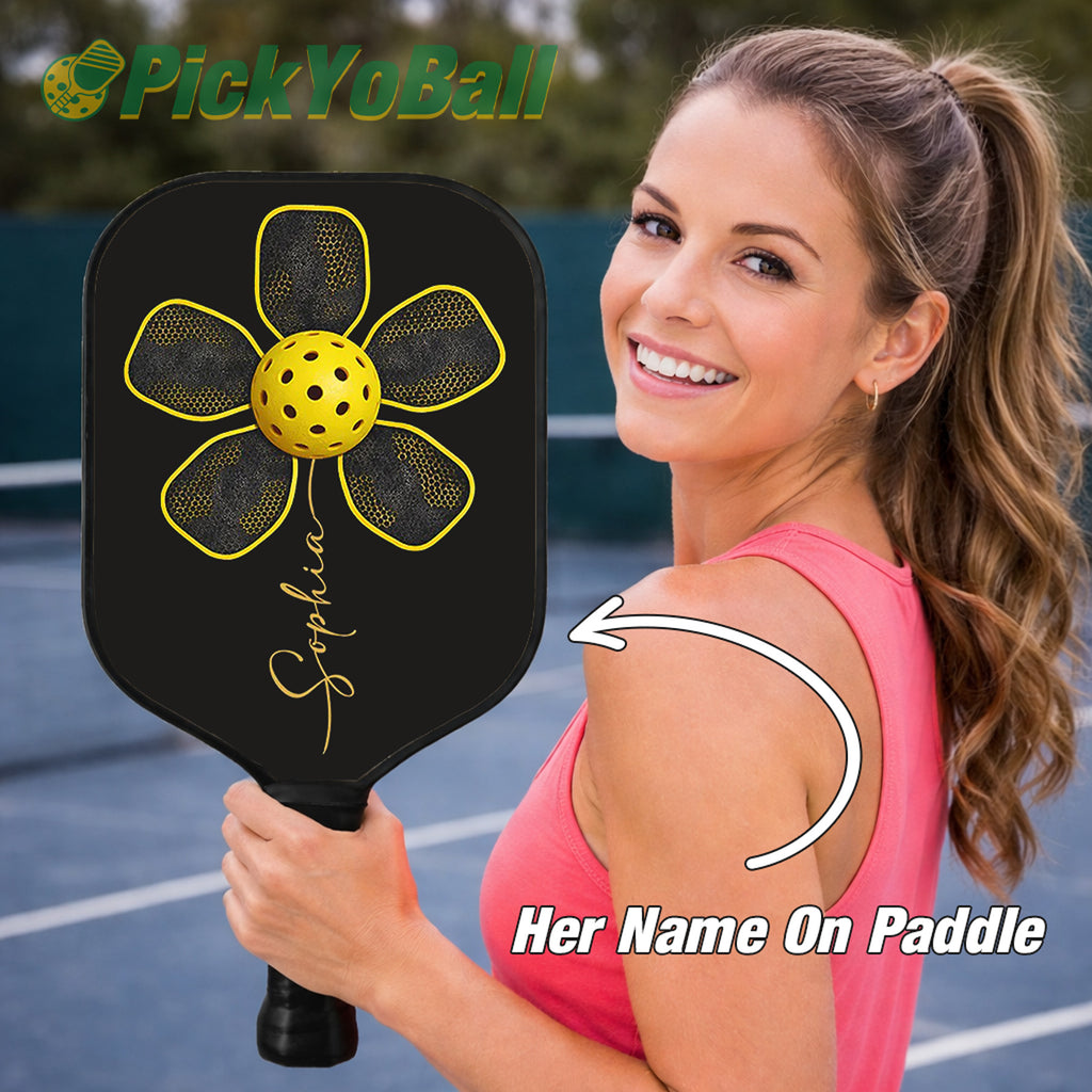 Personalized Pickleball Paddle, Floral Pickleball Petals Design With Custom Name