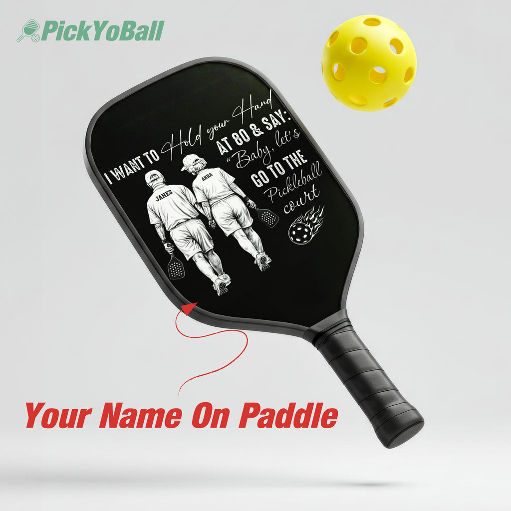 Personalized "Pickleball Couple Players Holding Hands" Pickleball Paddle For Lovers, Partners