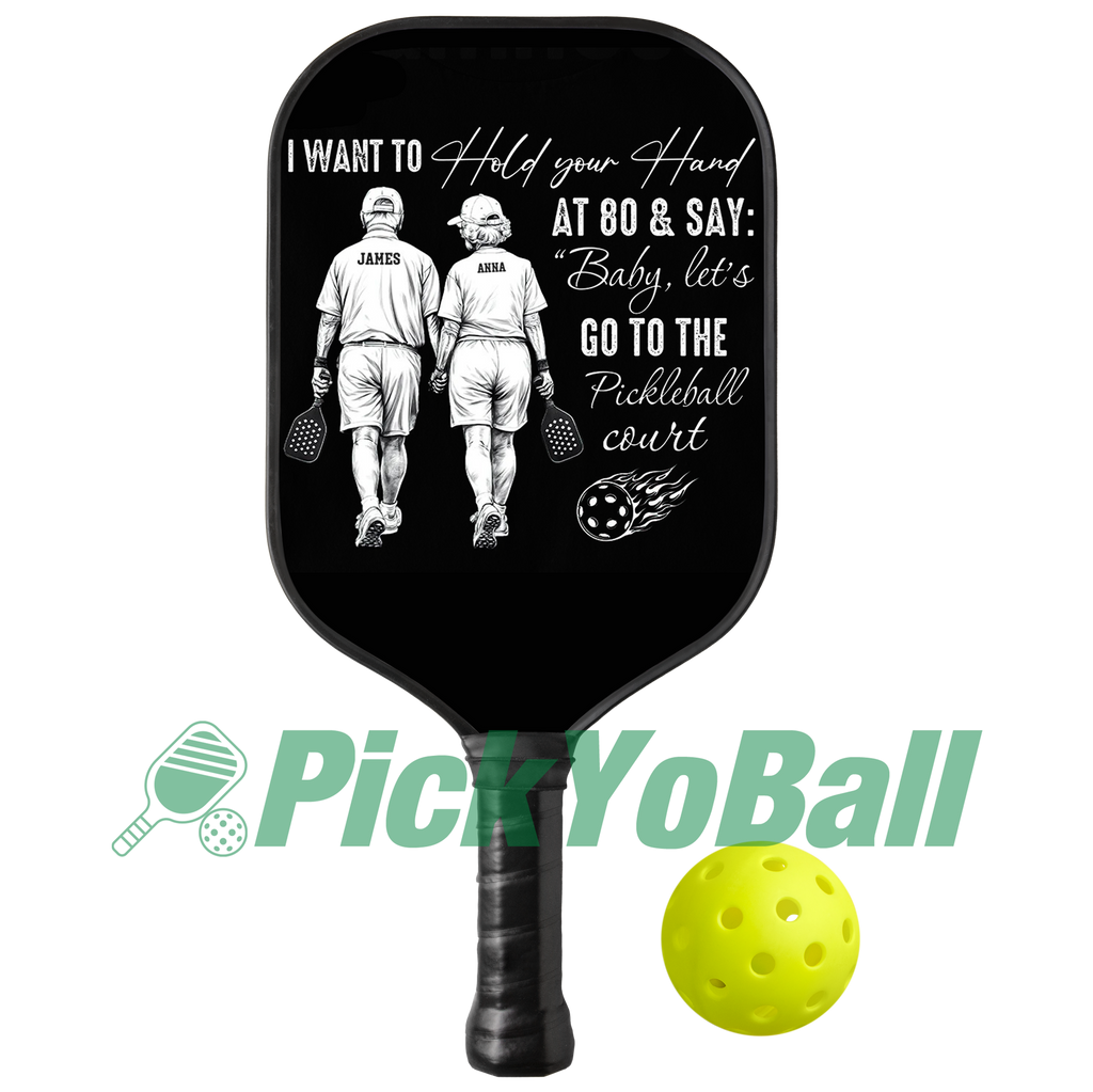 Personalized "Pickleball Couple Players Holding Hands" Pickleball Paddle For Lovers, Partners