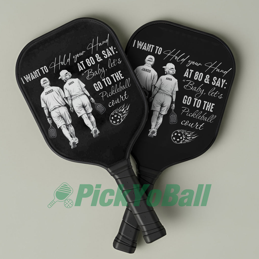 Personalized "Pickleball Couple Players Holding Hands" Pickleball Paddle For Lovers, Partners