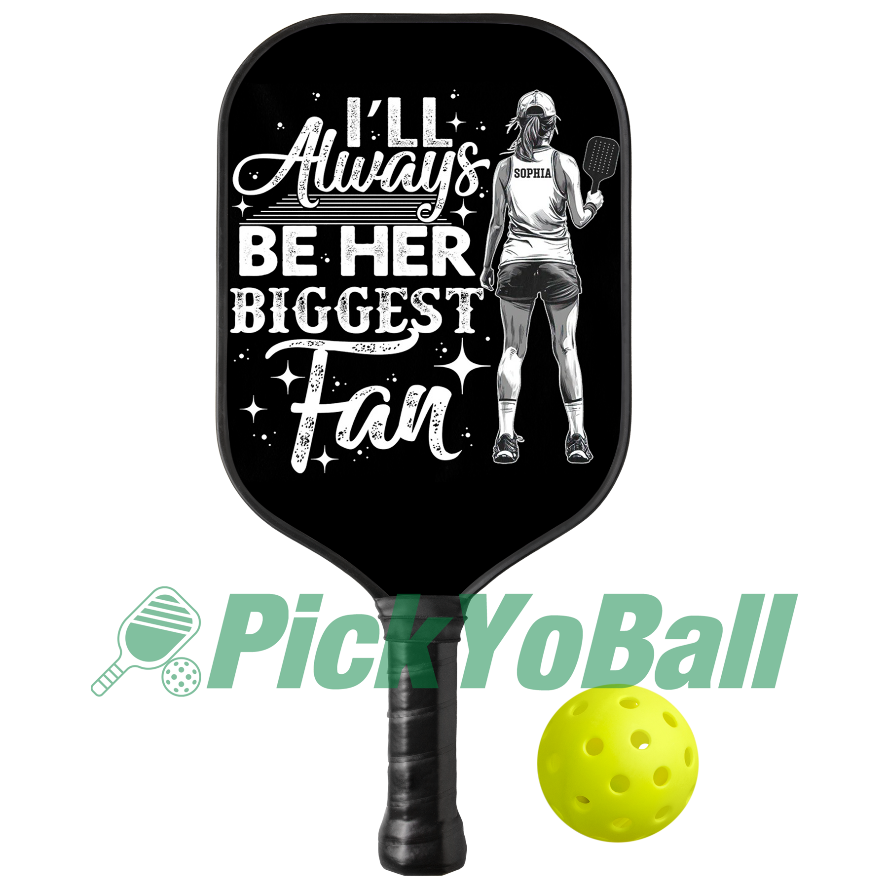 Personalized "I'll Always Be Her Biggest Fan" Pickleball Paddle with Custom Name For Daughter, Mom, Grandma or Girlfriend