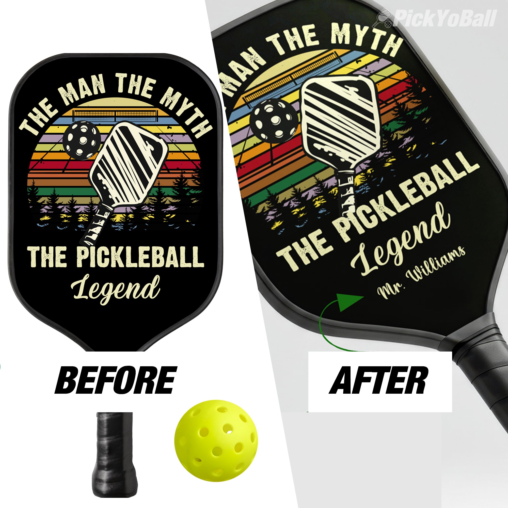 Personalized "The Man The Myth The Pickleball Legend" Paddle with Custom Name