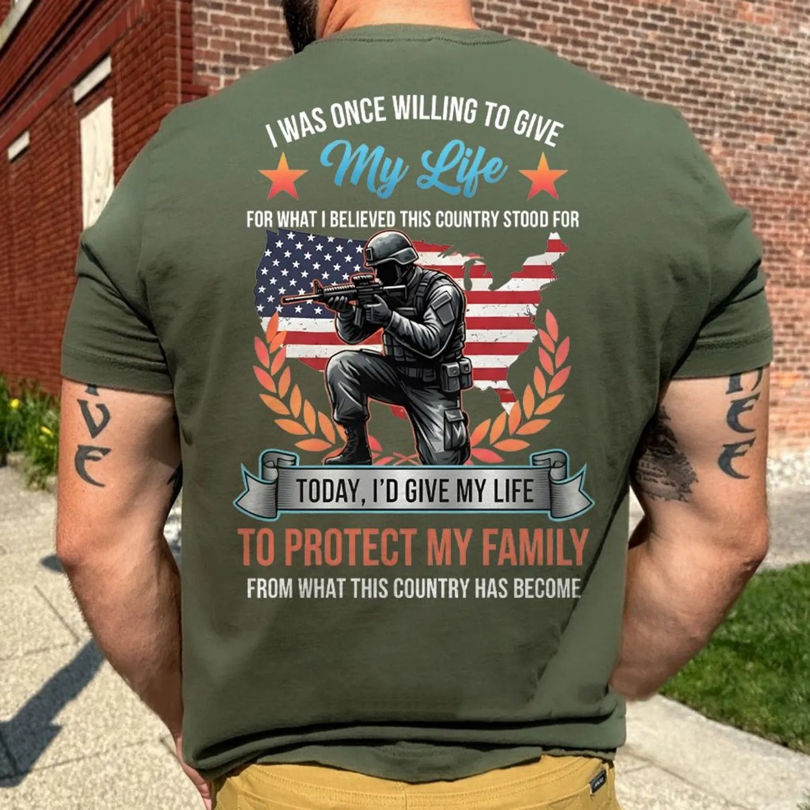 Willing To Stand For This Country & Protect This Family Shirt - Patriotic, 2nd Amendment T-Shirts, Hoodies, Sweatshirt (back print)