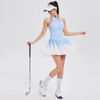 Gradient 2 Piece Pickleball & Tennis Skirt Set – Sleeveless Athletic Dress with Shorts & Pockets