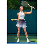 Gradient 2 Piece Pickleball & Tennis Skirt Set – Sleeveless Athletic Dress with Shorts & Pockets