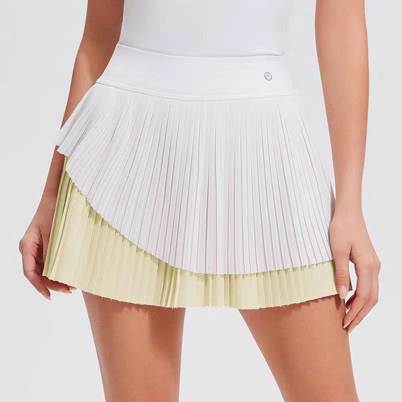 Tiered Pleats Pickleball & Tennis Skirt Set – Women’s Athletic Dress with Inner Shorts & Pockets