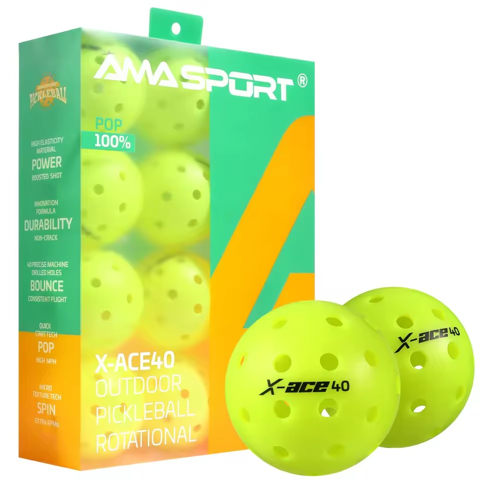 Outdoor Pickleball Balls, USA Tournament Approved Durable 40 Hole Pickleballs