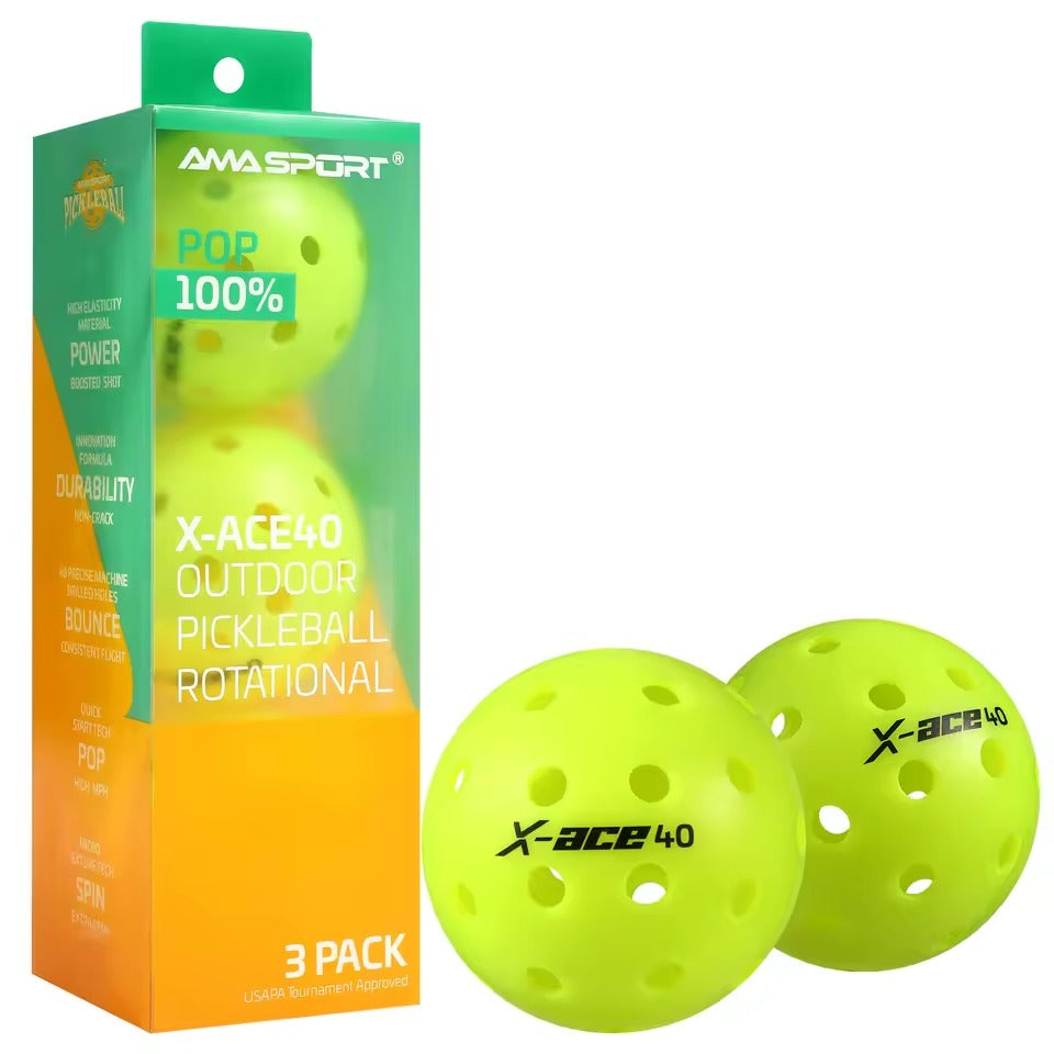 Outdoor Pickleball Balls, USA Tournament Approved Durable 40 Hole Pickleballs