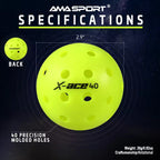Outdoor Pickleball Balls, USA Tournament Approved Durable 40 Hole Pickleballs
