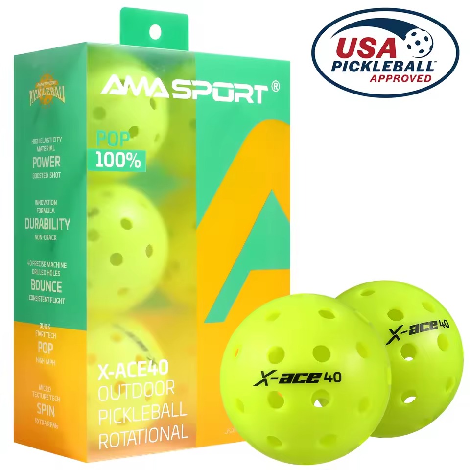 Outdoor Pickleball Balls, USA Tournament Approved Durable 40 Hole Pickleballs