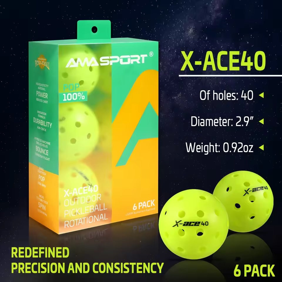 Outdoor Pickleball Balls, USA Tournament Approved Durable 40 Hole Pickleballs