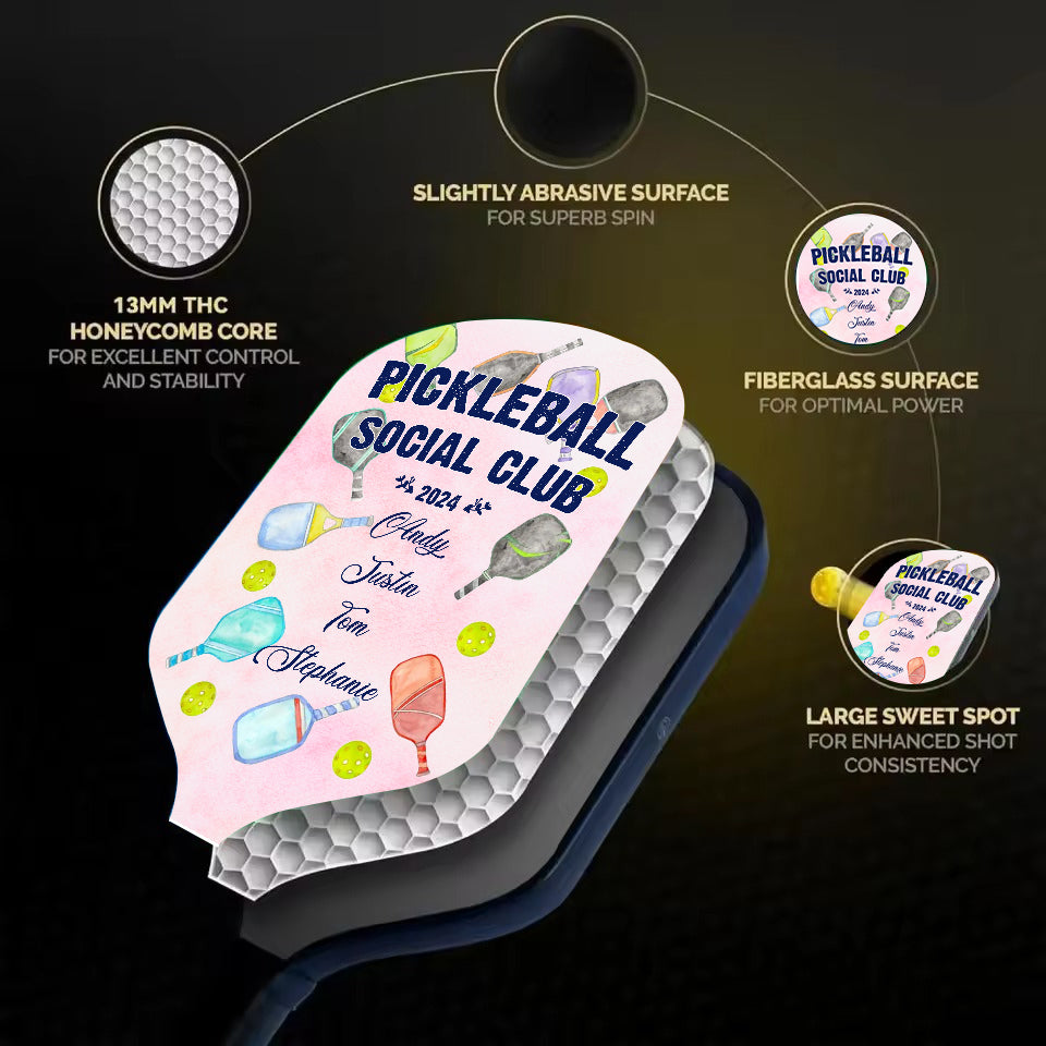 Personalized Christmas "Deck The Halls With Pickleballs" Paddle with Custom Name