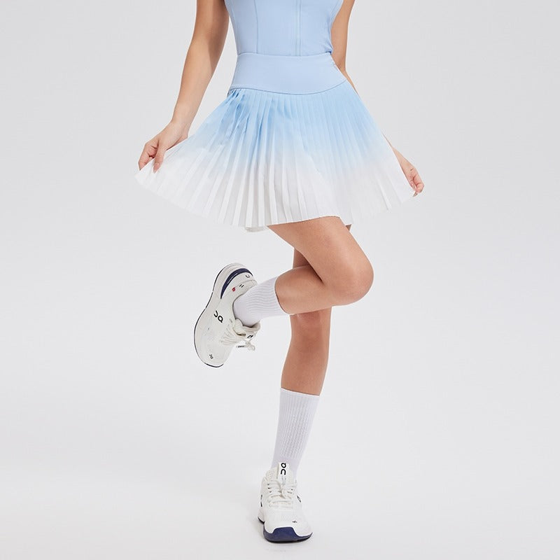 Gradient 2 Piece Pickleball & Tennis Skirt Set – Sleeveless Athletic Dress with Shorts & Pockets