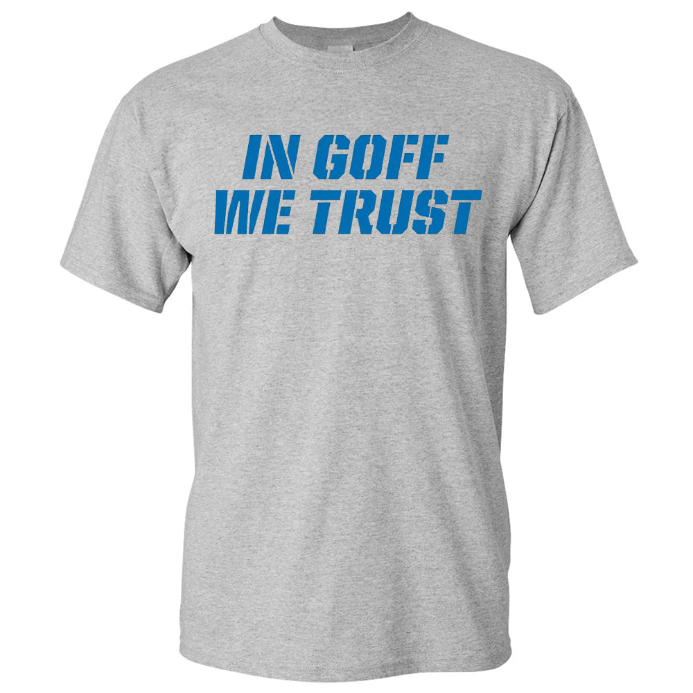 "In Goff We Trust" Lion Shirts - American Detroit Football Team T-Shirts, Hoodies & More (Back Print)
