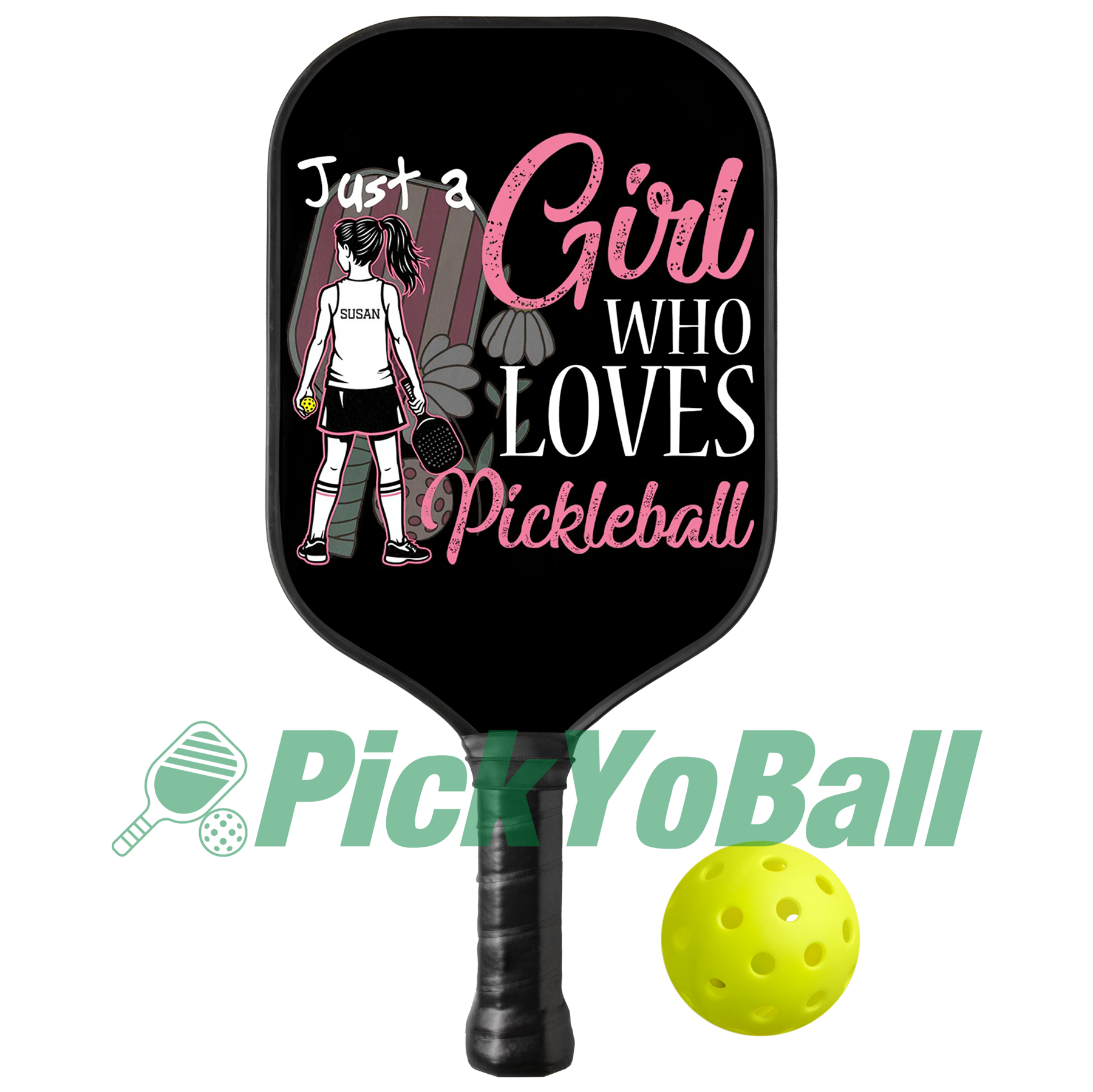 Personalized "Just A Girl Who Loves Pickleball" Paddle with Custom Name, Pickleball Gift For Daughter