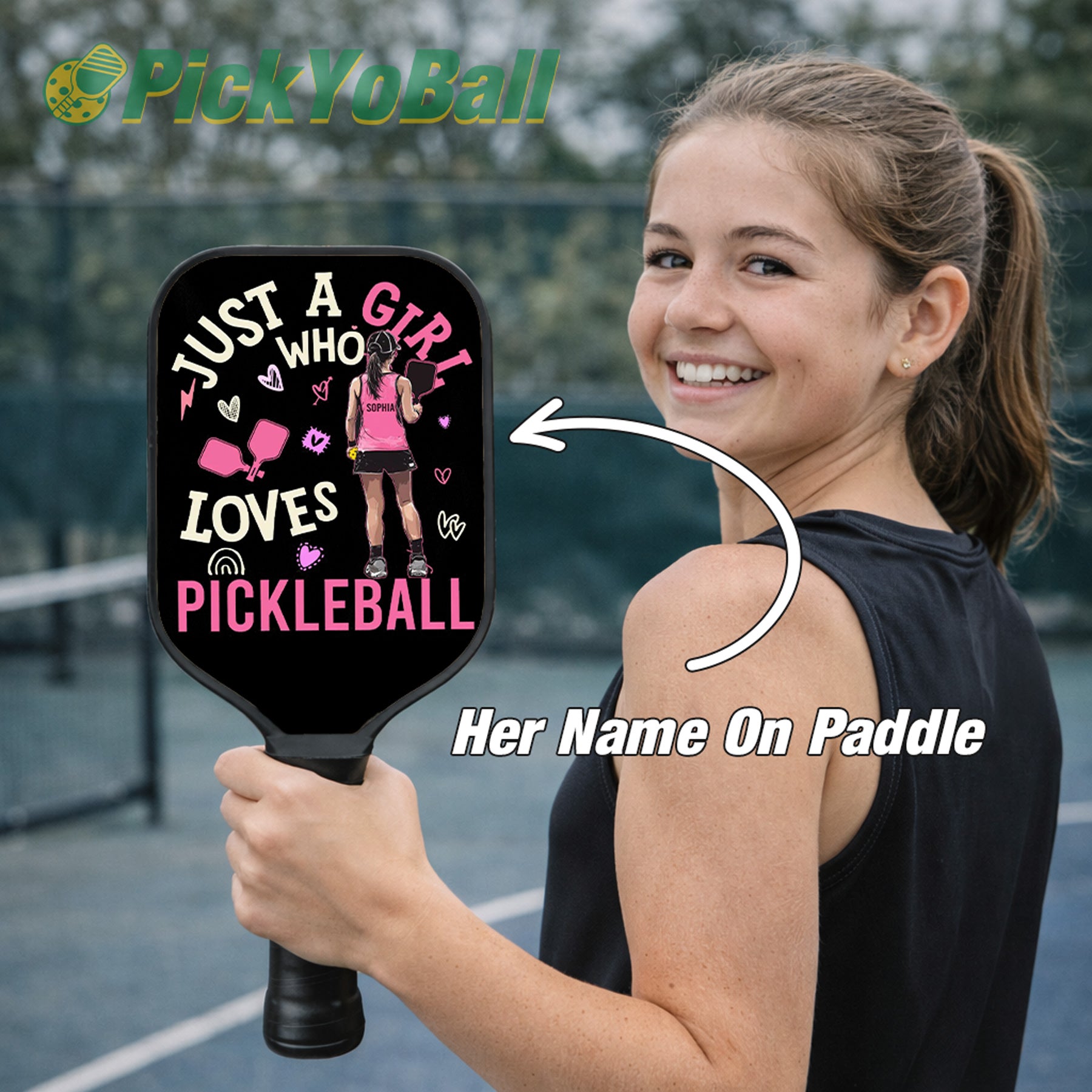 Personalized "Just A Girl Who Loves Pickleball" Paddle with Custom Name