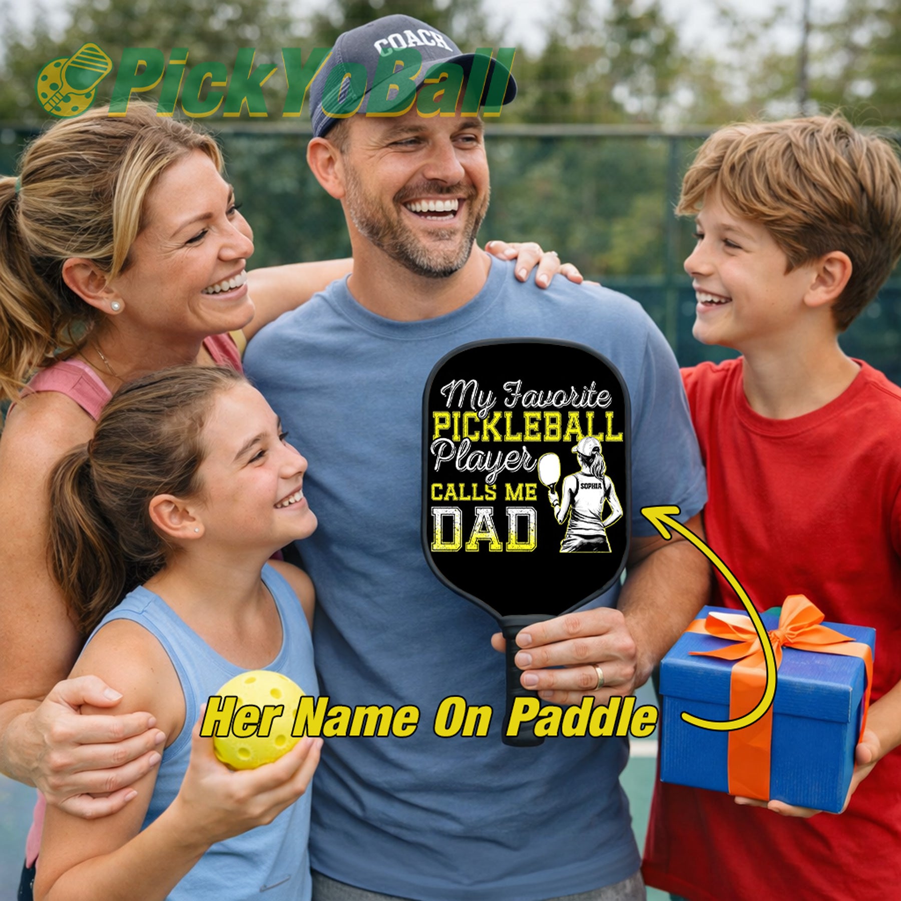 Personalized "My Favorite Pickleball Player Calls Me Dad" Paddle with Custom Name