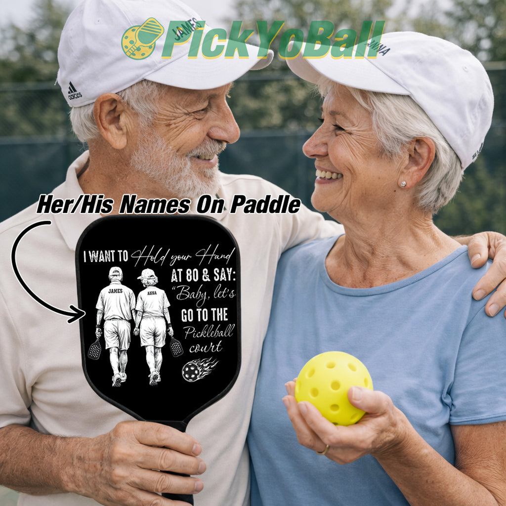 Personalized "Pickleball Couple Players Holding Hands" Pickleball Paddle For Lovers, Partners