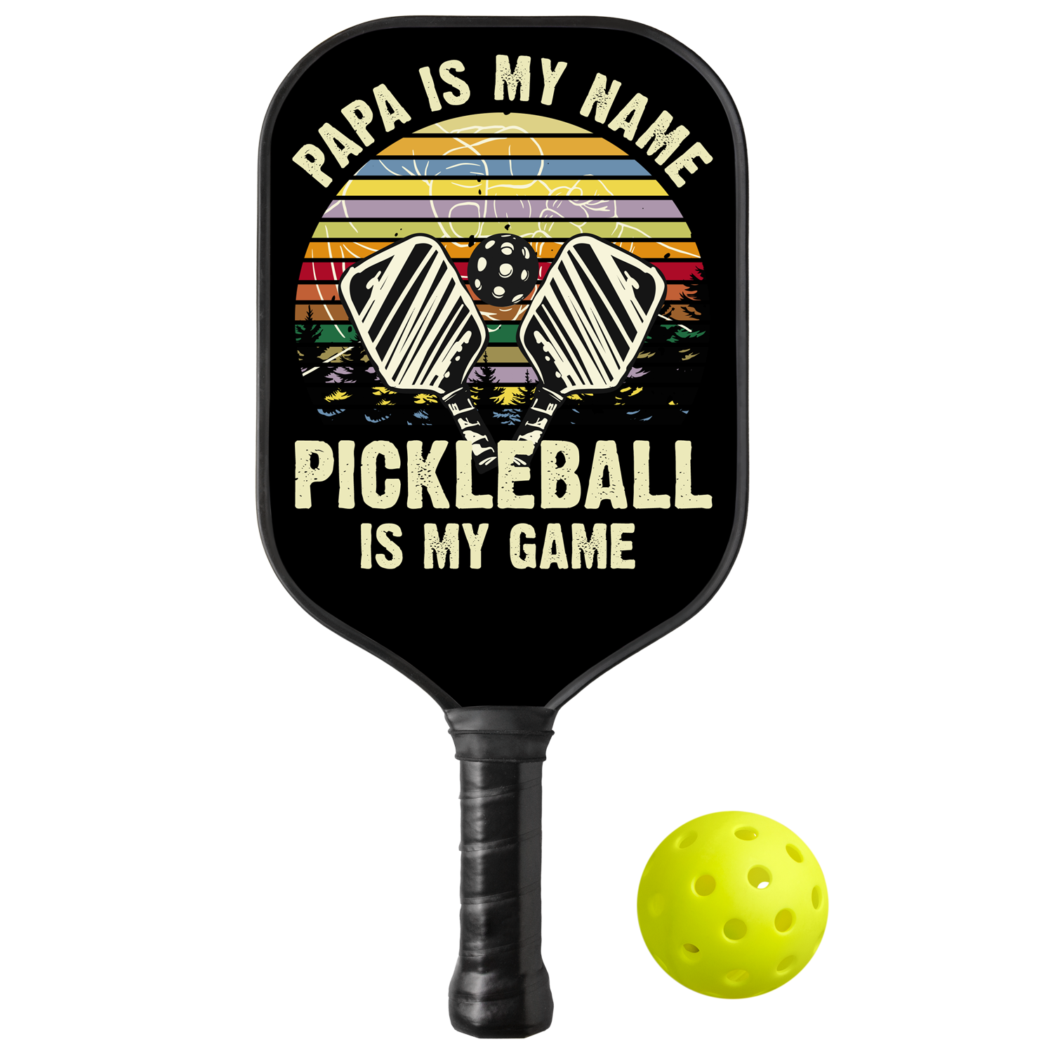 Personalized "Papa Is My Name, Pickleball Is My Game" Paddle with Custom Name