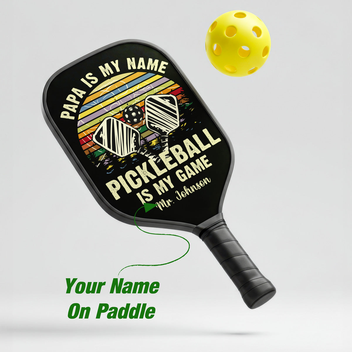 Personalized "Papa Is My Name, Pickleball Is My Game" Paddle with Custom Name