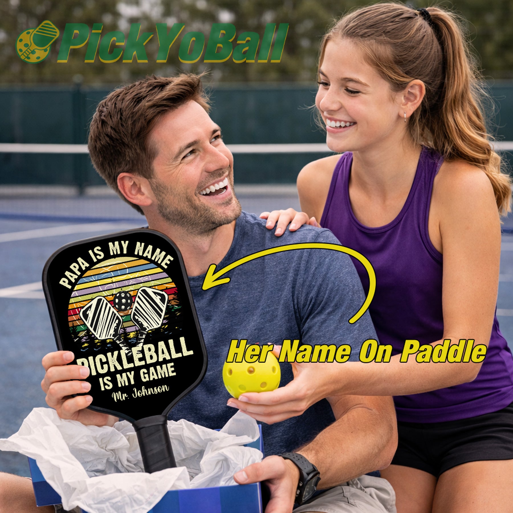 Personalized "Papa Is My Name, Pickleball Is My Game" Paddle with Custom Name