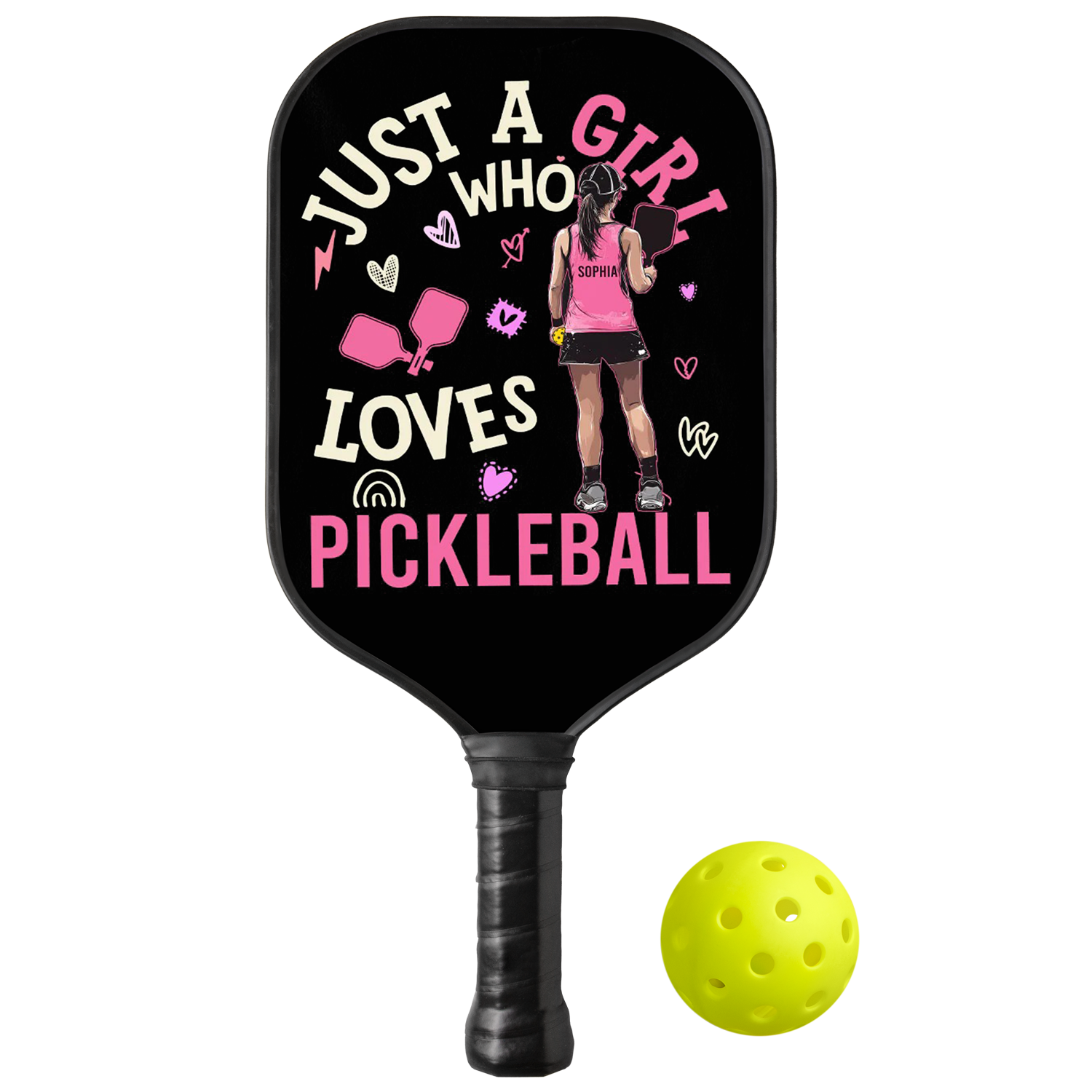 Personalized "Just A Girl Who Loves Pickleball" Paddle with Custom Name
