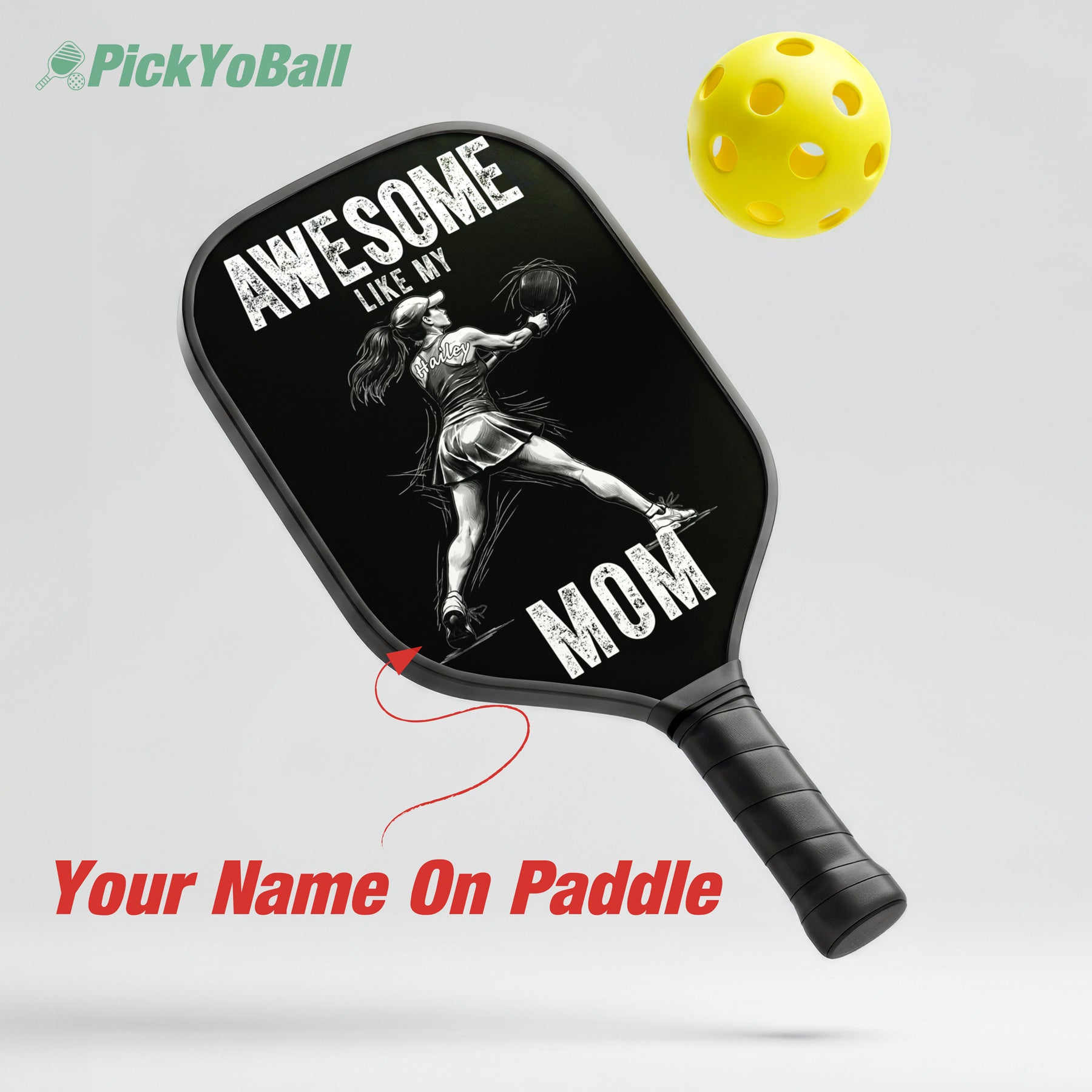 Personalized "Awesome Like My Mom" Pickleball Paddle with Custom Name, Gift for Mom