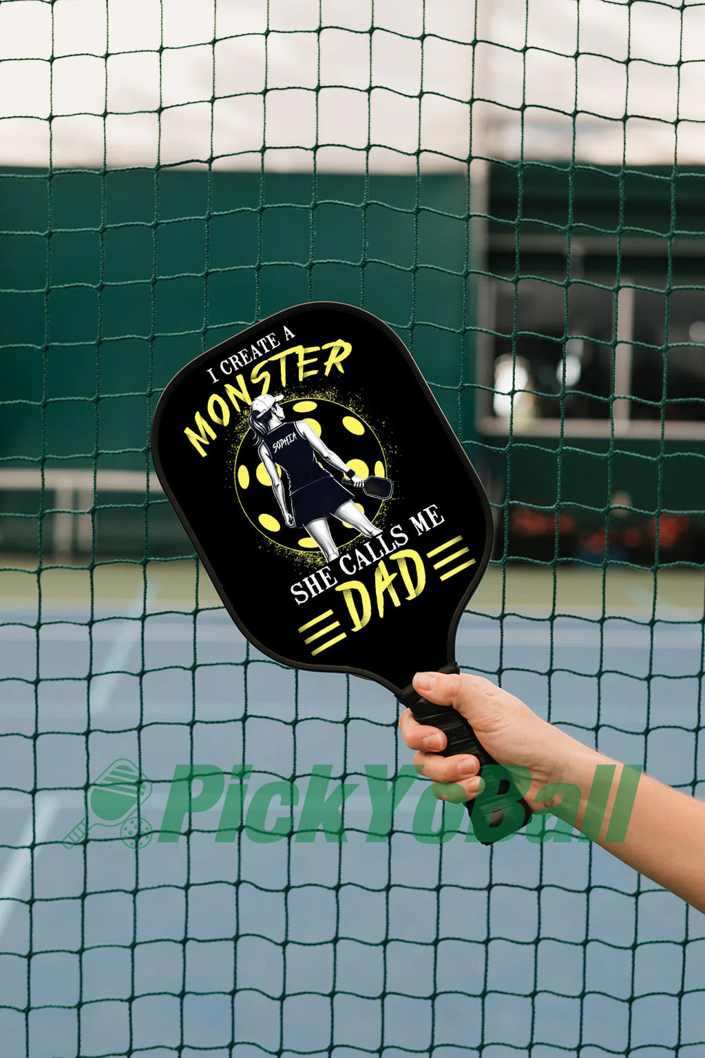 Personalized "I Created a Monster And She Calls Me Dad" Pickleball Paddle 2