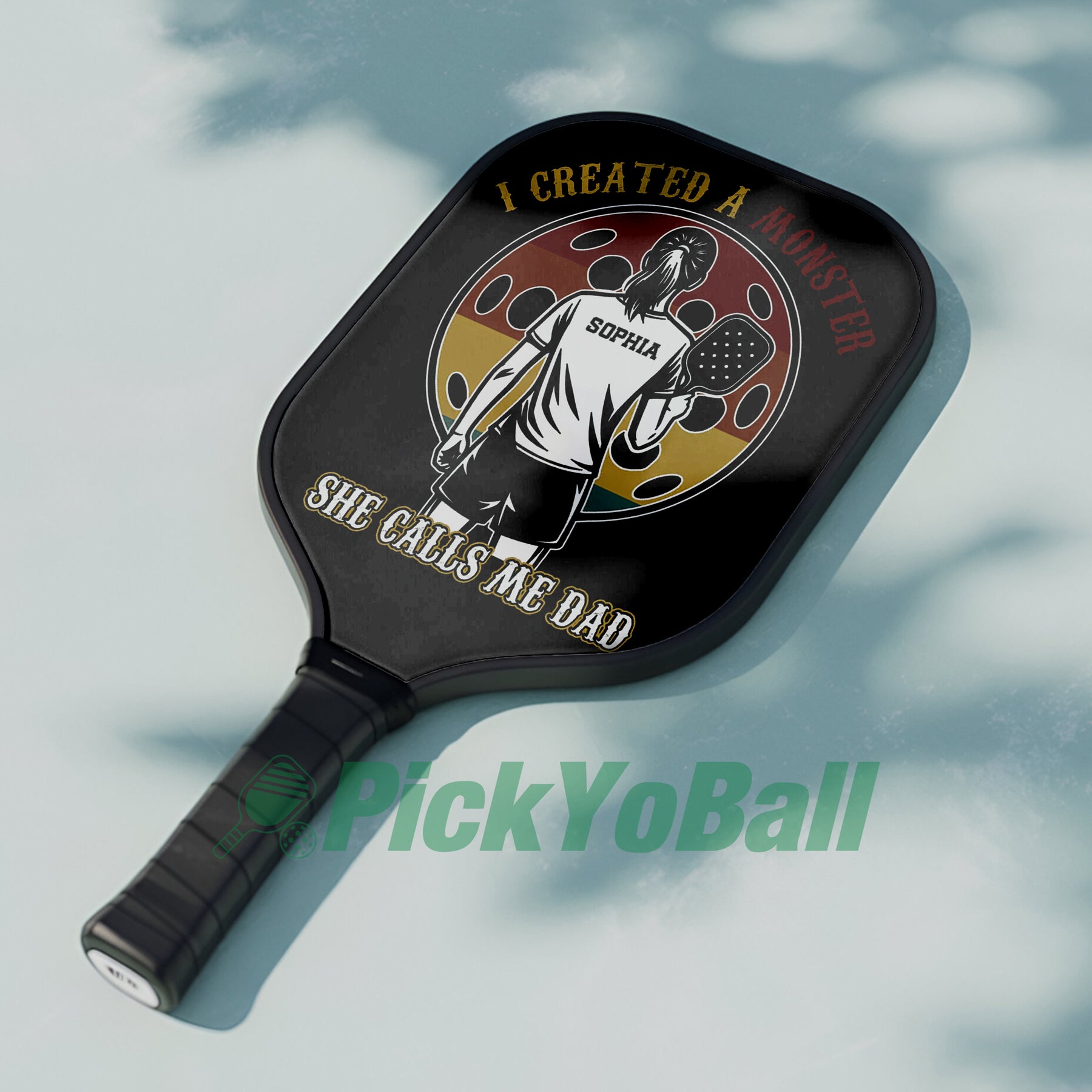 Personalized "I Created a Monster And She Calls Me Dad" Pickleball Paddle, Gift For Husband, Dad, Him