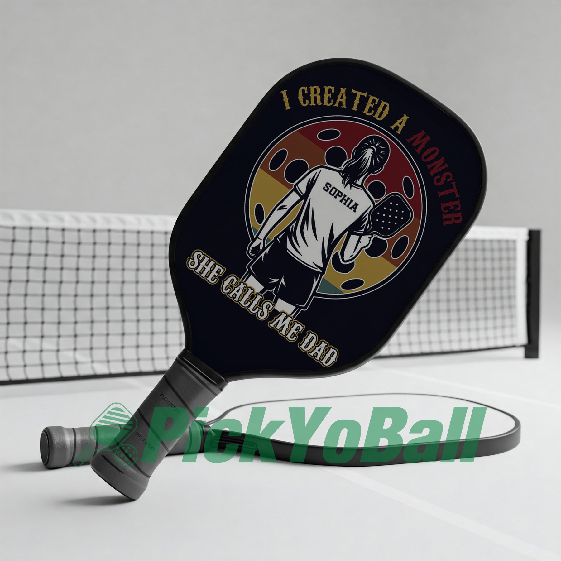 Personalized "I Created a Monster And She Calls Me Dad" Pickleball Paddle, Gift For Husband, Dad, Him