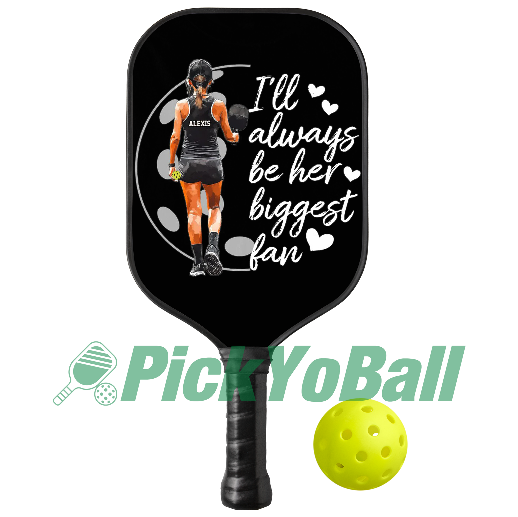 Personalized "I'll Always Be Her Biggest Fan" Pickleball Paddle with Custom Name For Daughter
