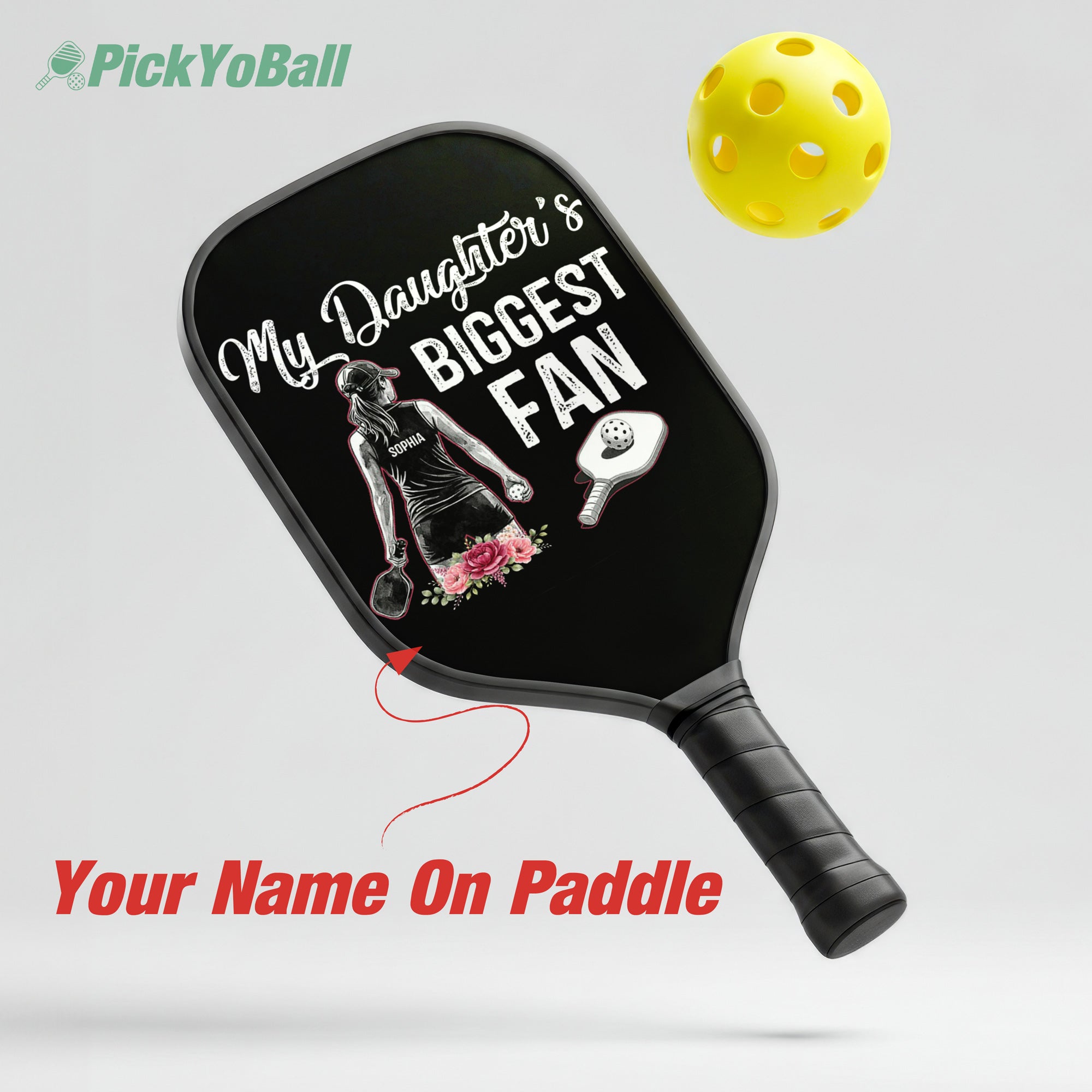 Personalized "My Daughter's Biggest Fan" Pickleball Paddle with Custom Name
