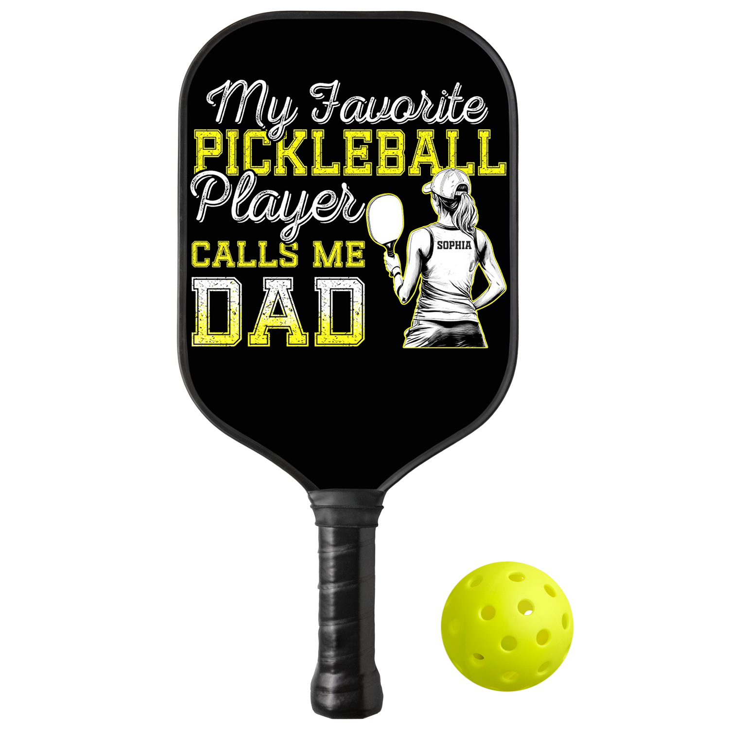 Personalized "My Favorite Pickleball Player Calls Me Dad" Paddle with Custom Name