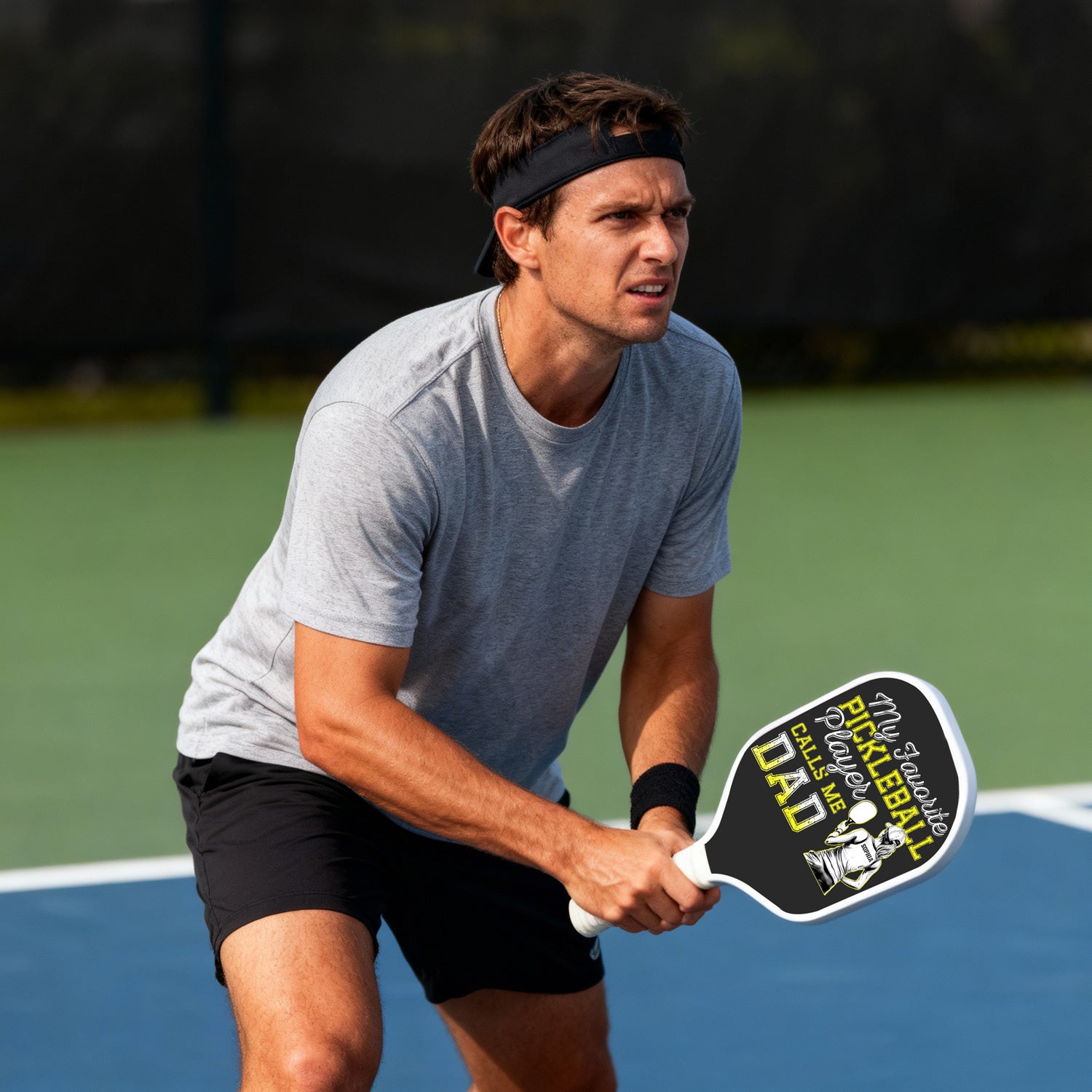 Personalized "My Favorite Pickleball Player Calls Me Dad" Paddle with Custom Name