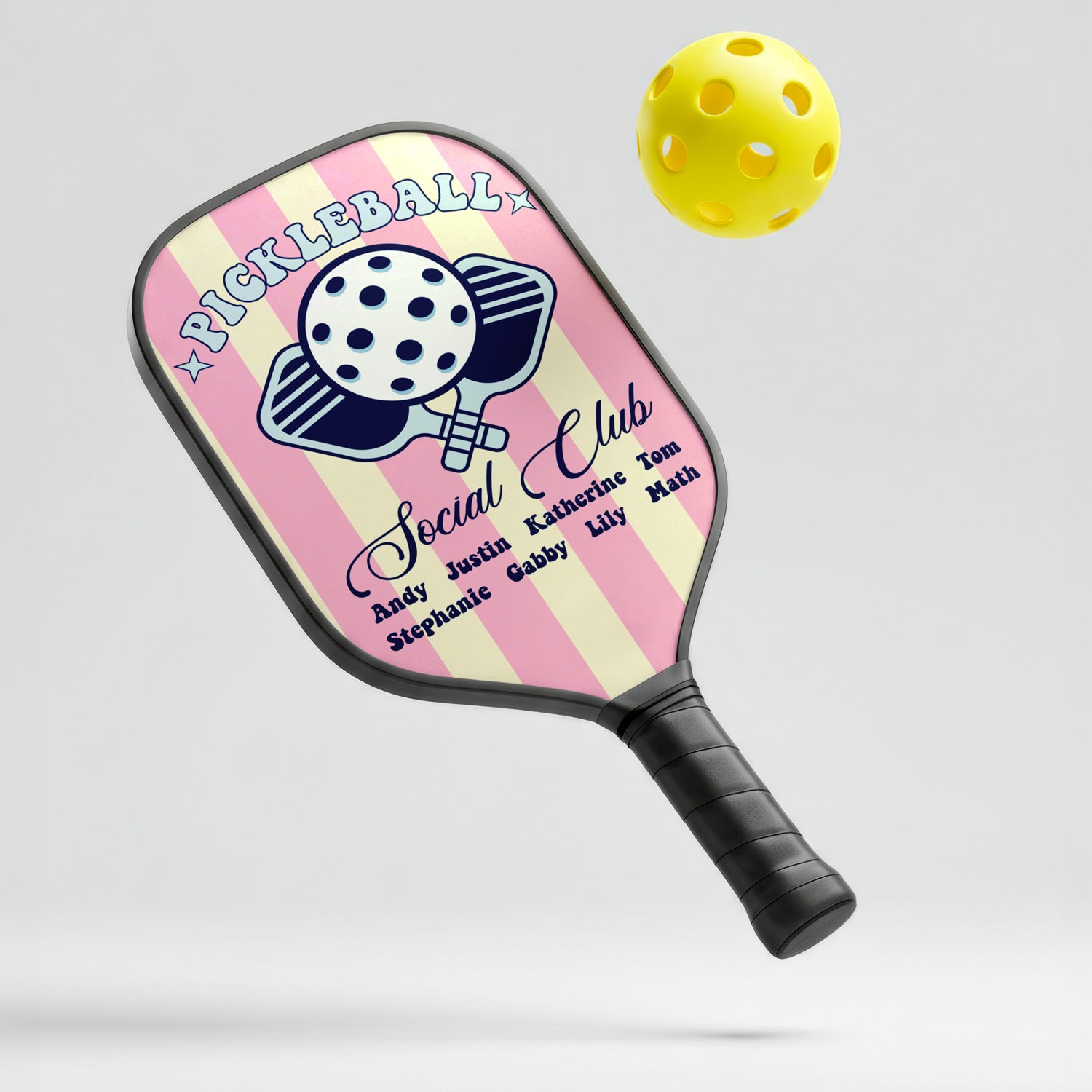 Personalized Pickleball Social Club Pickleball Paddle with Custom Names