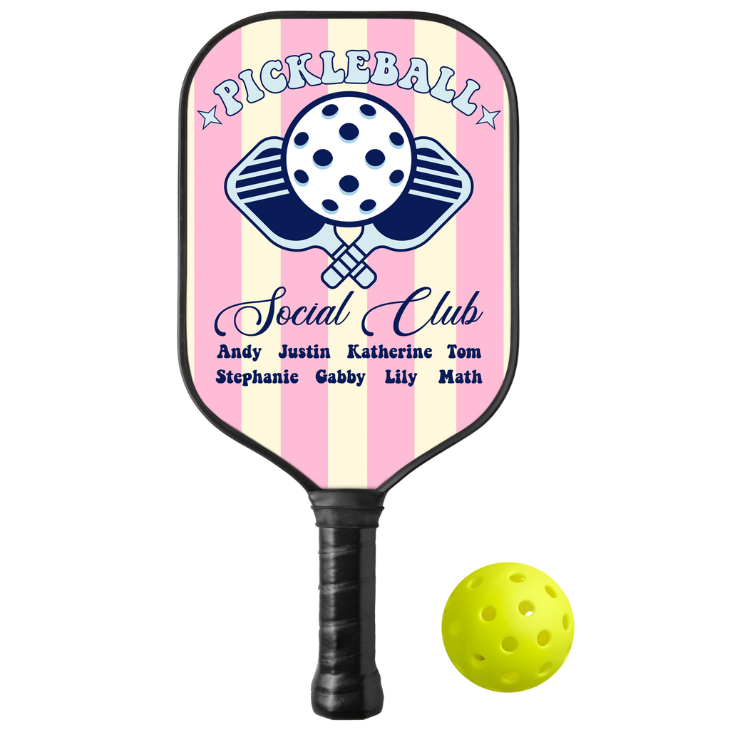 Personalized Pickleball Social Club Pickleball Paddle with Custom Names