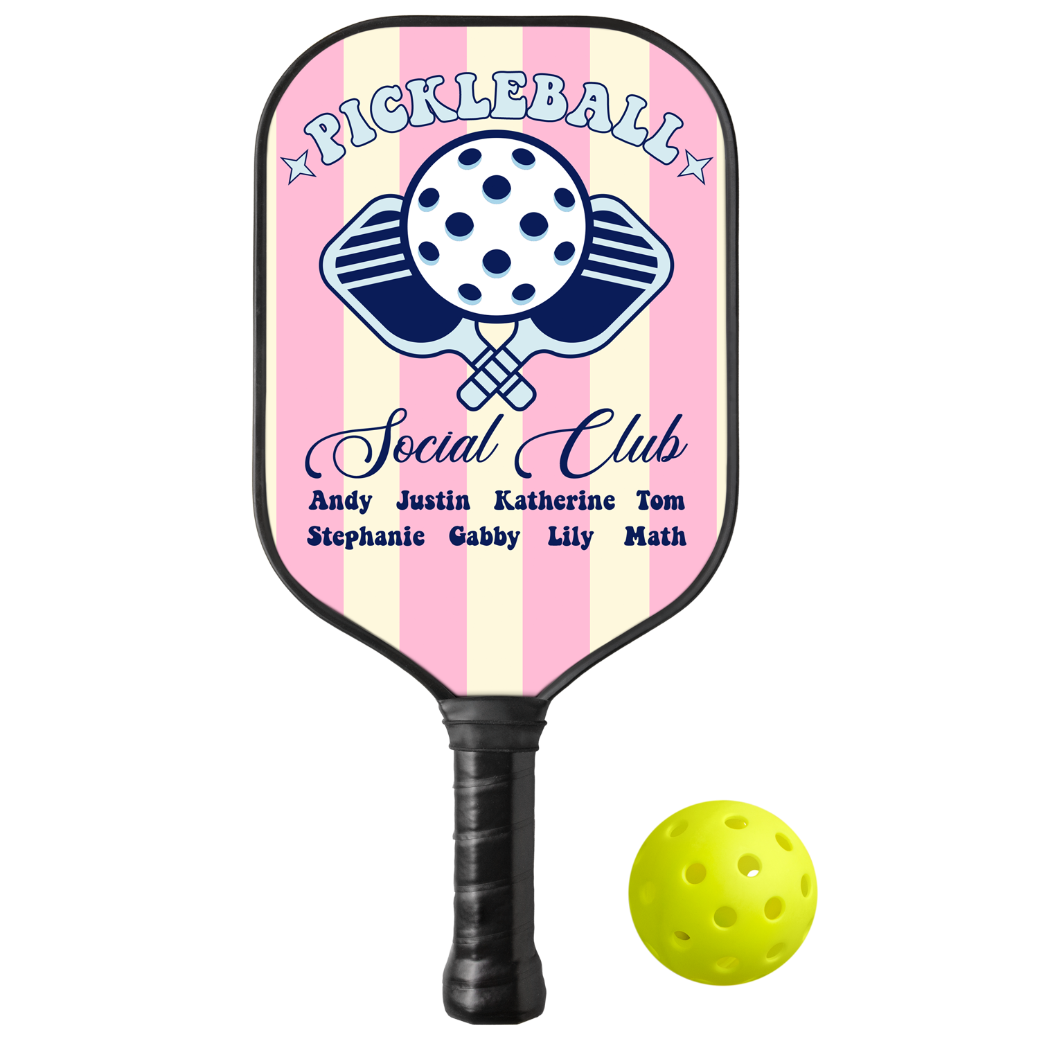 Personalized Pickleball Social Club Pickleball Paddle with Custom Names